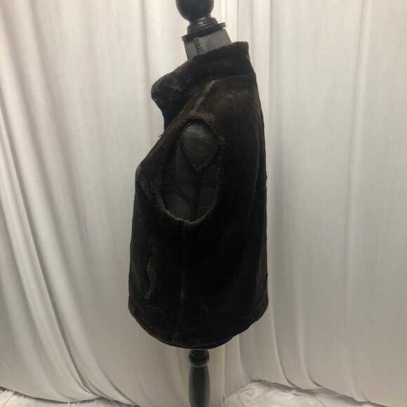 Blassport Brown Reversible Faux Fur Vest Womens Size Medium Sleeveless Zippered - Picture 3 of 11